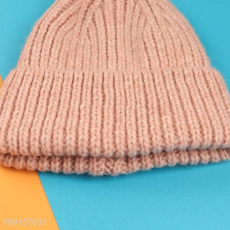 Most popular pink winter warm fashion knitted hat beanies hat