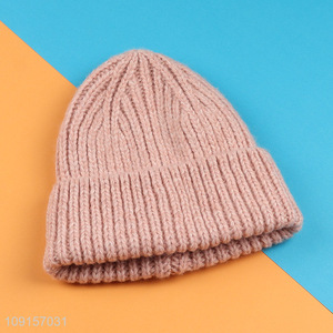 Most popular pink winter warm fashion knitted hat beanies hat