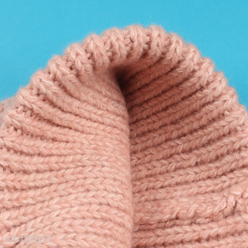 Most popular pink winter warm fashion knitted hat beanies hat