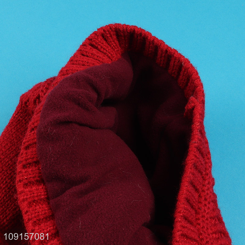 Top sale red winter thickened knitted hat beanies hat wholesale