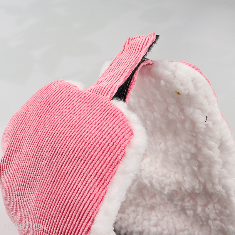 Factory wholesale pink winter girls windproof earflap hat