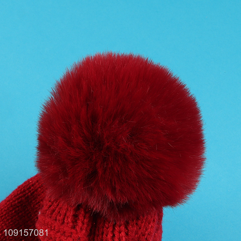Top sale red winter thickened knitted hat beanies hat wholesale