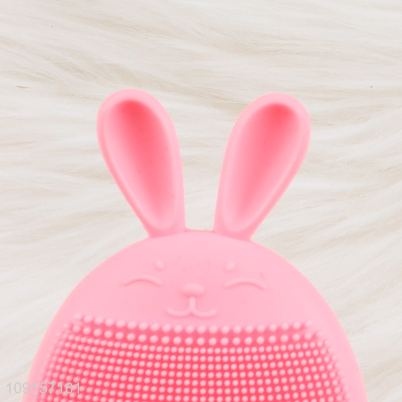 Best selling pink rabbit shape facial cleansing brush for skin care