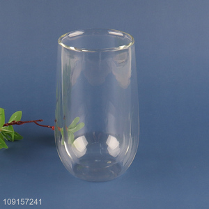 Factory price double wall glass clear coffee cup juice cup for sale