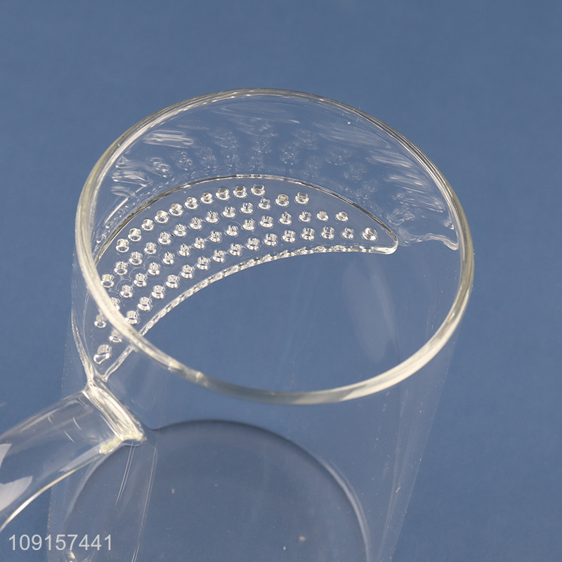 Hot sale clear unbreakable glass drinking cup water mug with handle