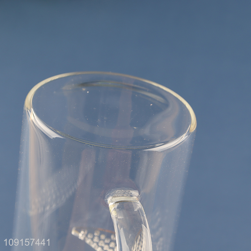 Hot sale clear unbreakable glass drinking cup water mug with handle