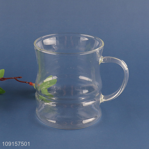 Hot products clear glass drinking cup water mug with handle