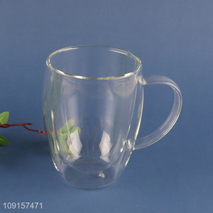 Most popular double wall unbreakable glass drinking cup water mug with handle