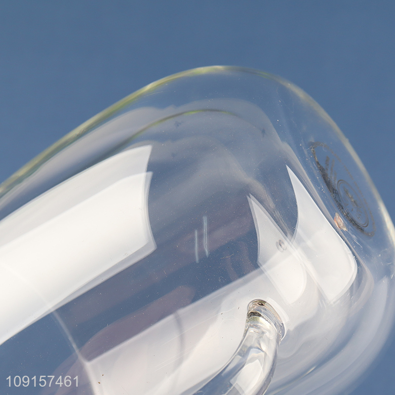 Factory supply double wall glass drinking cup water mug with handle