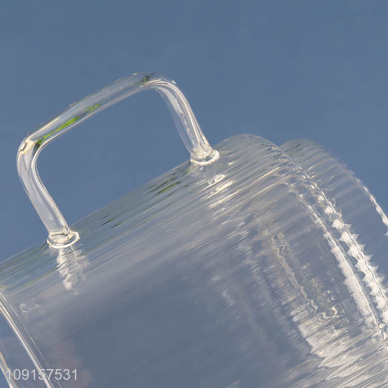 Yiwu market double wall glass clear drinking cup water mug with handle