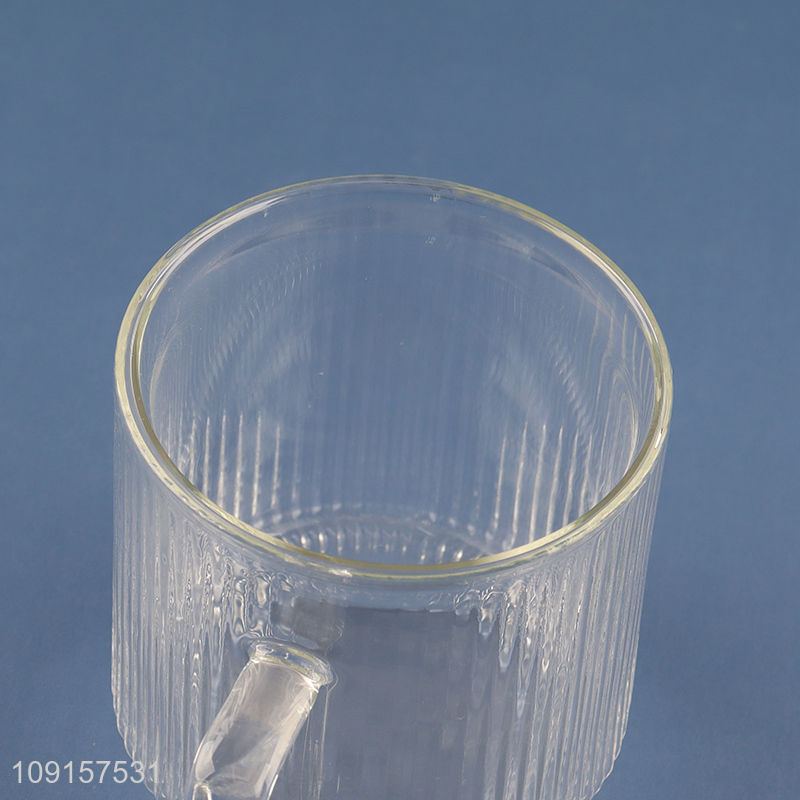 Yiwu market double wall glass clear drinking cup water mug with handle