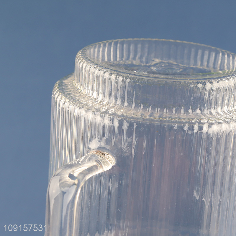 Yiwu market double wall glass clear drinking cup water mug with handle