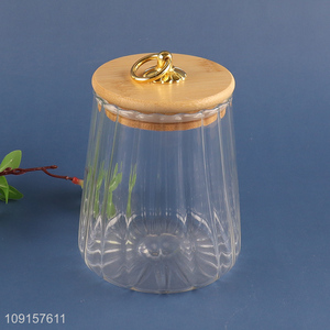 Hot selling striped storage glass jar sugar spicy storage jar wholesale