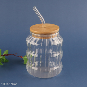Most popular clear unbreakable 500ml glass cup straw cup with lid