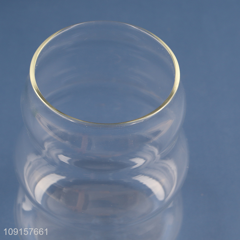 Factory wholesale clear glass 480ml straw cup coffee cup drinking cup with lid