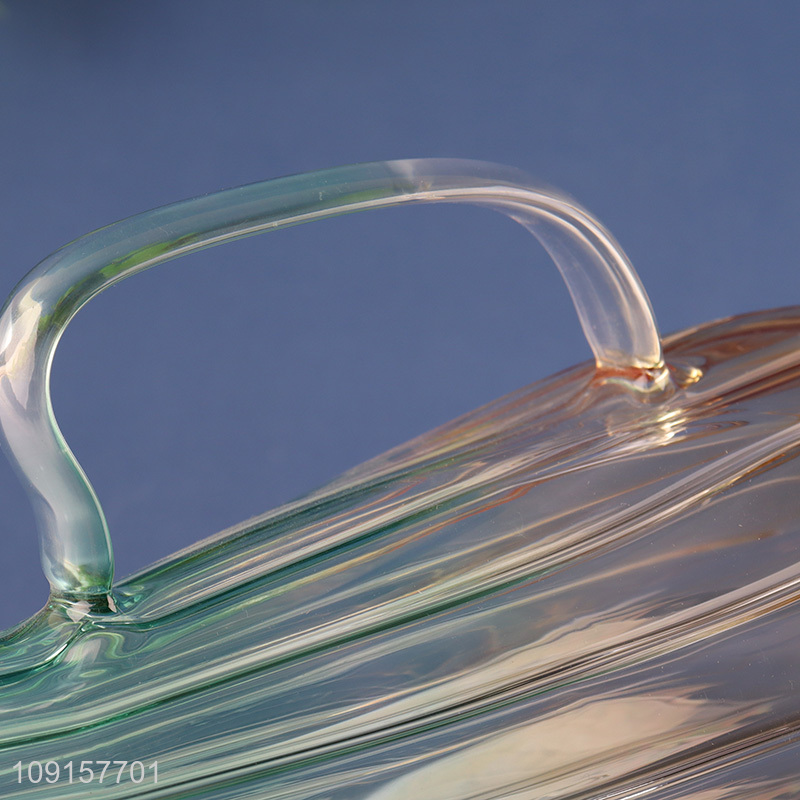 Yiwu market striped glass household tea pot juice pot for sale