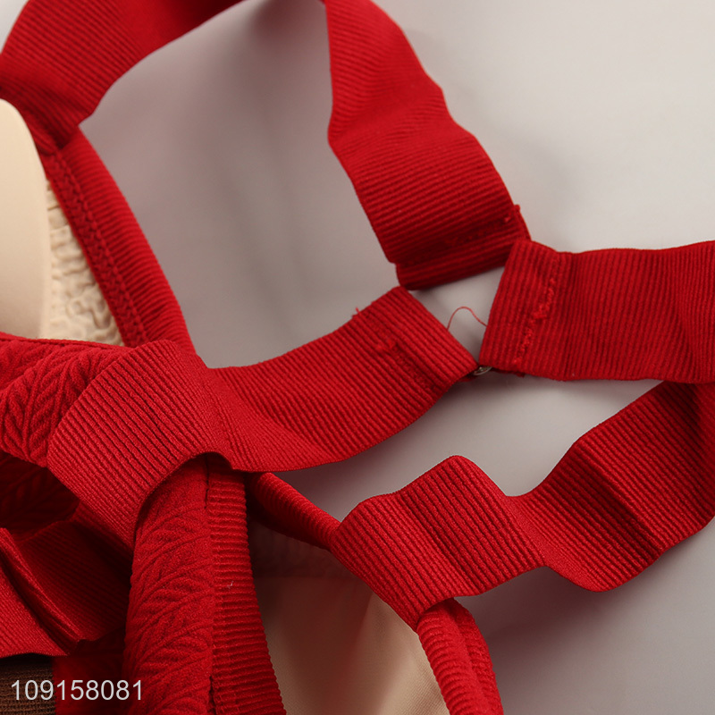 Best selling red ladies breathable shorts crop top tank