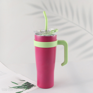 Good quality portable travel car mug insulated vacuum cup with handle