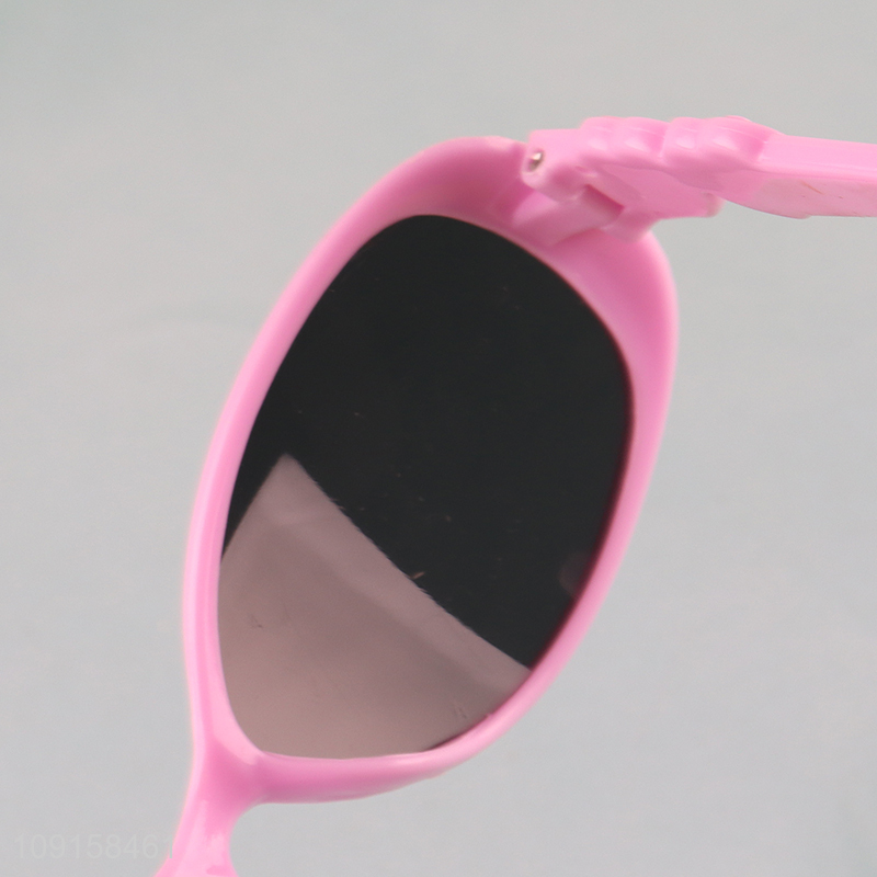 Low price pink girls kids summer plastic sunglasses outdoor glasses
