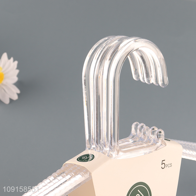 Hot selling 5pcs plastic transparent clothes hanger coat hanger