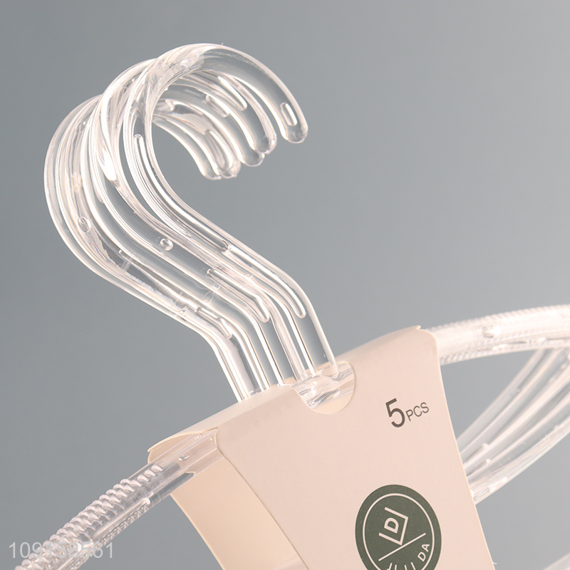 Top selling transparent 5pcs household clothes hanger coat hanger