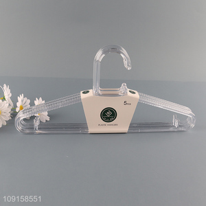 Hot selling 5pcs plastic transparent clothes hanger coat hanger