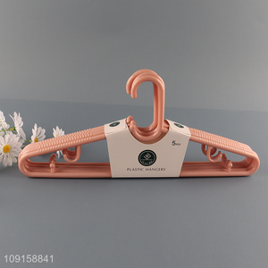 Top selling 5pcs plastic household clothes hanger coat hanger wholesale