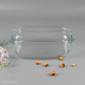 Wholesale 4.5L High Borosilicate Glass Casserole Dish with Lid for Baking Cooking
