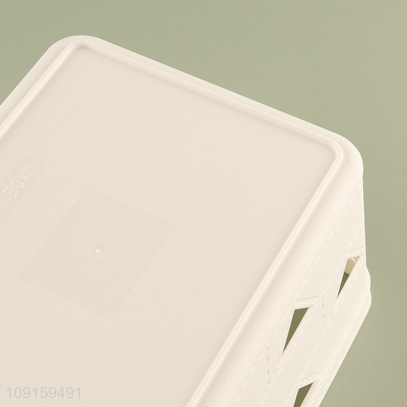 Top selling rectangle hollow plastic storage basket for desktop