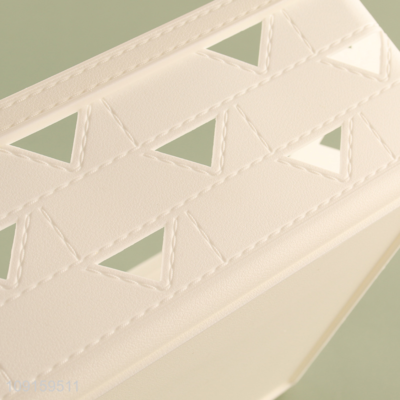 Factory price rectangle plastic desktop organizer hollow storage basket