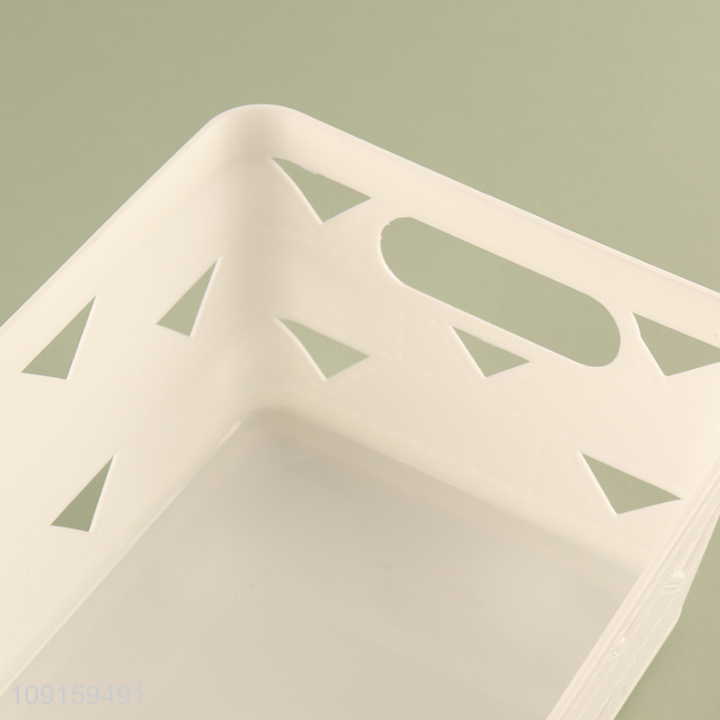 Top selling rectangle hollow plastic storage basket for desktop
