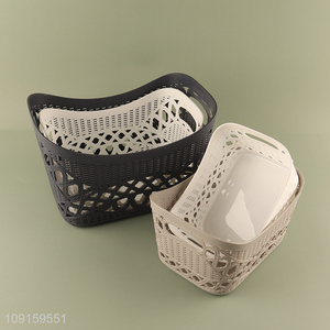 Best selling plastic hollow storage basket with handle