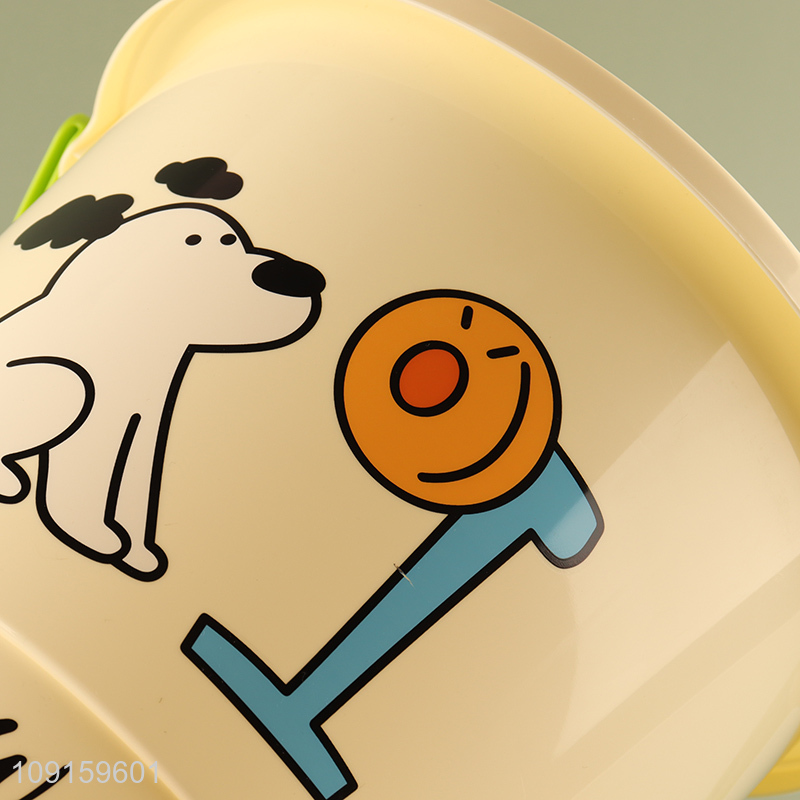 China factory cartoon printed bathroom water bucket with handle