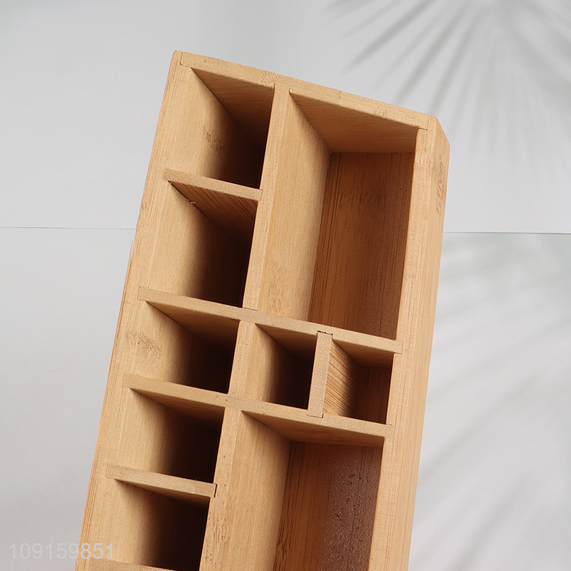 Hot Selling Bamboo Desktop Organizer Desktop Makeup Organizer for Home