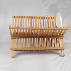 Factory Price Dish Drying Rack Folding Bamboo Dish Rack for Kitchen