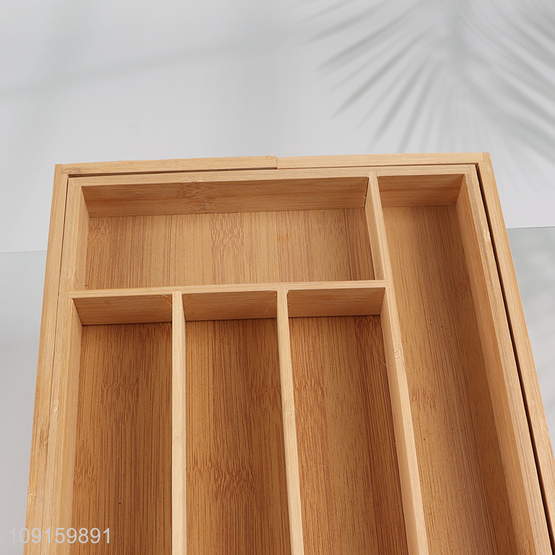 New Product Bamboo Drawer Organizer Bins for Cutlery Kitchen Utensils