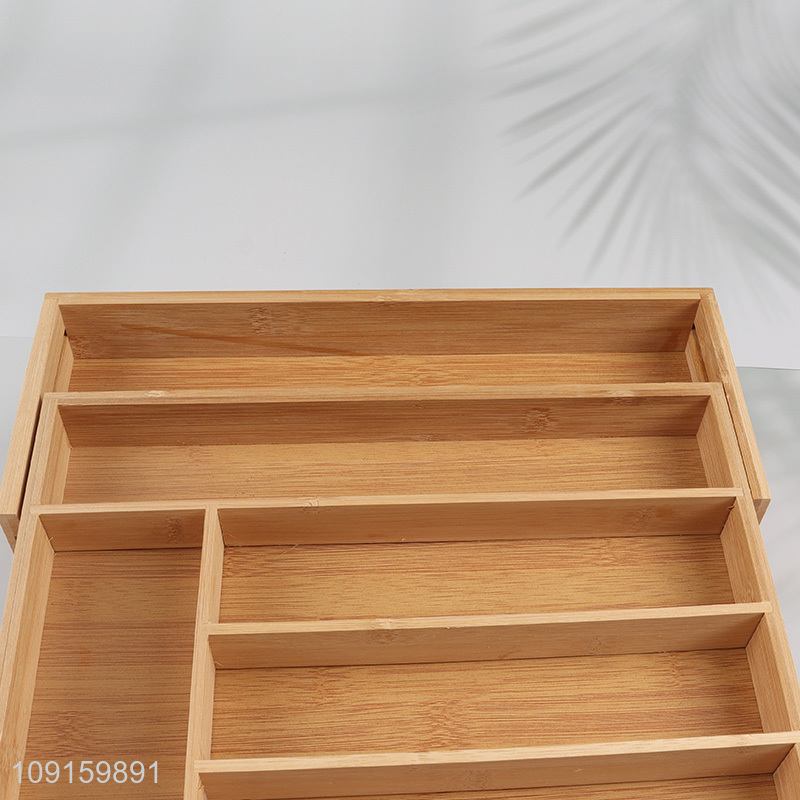 New Product Bamboo Drawer Organizer Bins for Cutlery Kitchen Utensils