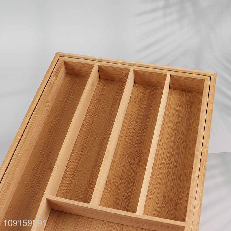 New Product Bamboo Drawer Organizer Bins for Cutlery Kitchen Utensils