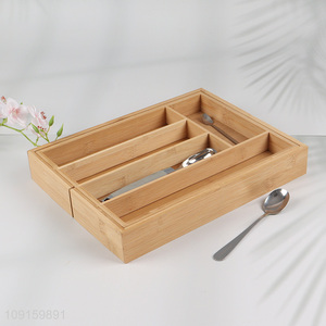 New Product Bamboo Drawer Organizer Bins for Cutlery Kitchen Utensils