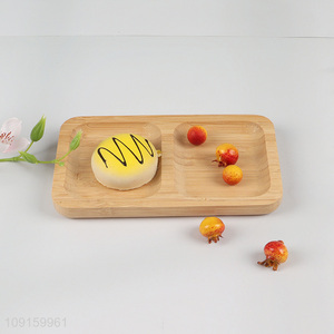 New Arrival 2-Compartment Bamboo Dinner Plate Divided Dinner Platter