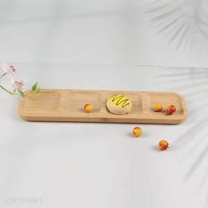 New Product 4-Compartment Bamboo Dinner Plate Divided Bamboo Tray