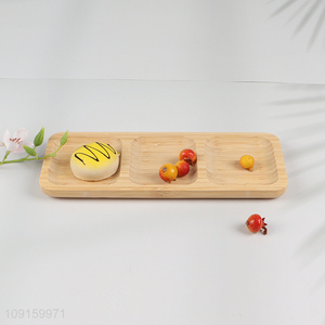 High Quality 3-Compartment Bamboo Dinner Plate Divided Serving Tray