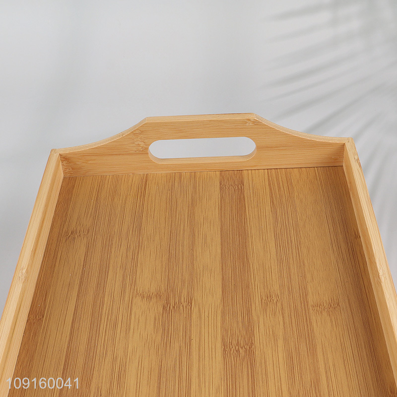 Factory Price Natural Bamboo Serving Tray with Handles for Coffee Table