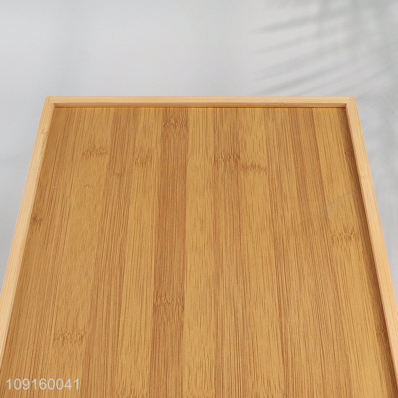 Factory Price Natural Bamboo Serving Tray with Handles for Coffee Table