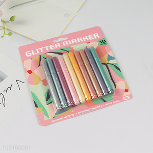 Wholesale 10 Colors Fine Tip Glitter Markers for DIY Crafts Greeting Card