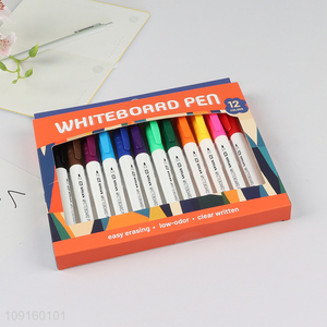Wholesale 12 Colors Dry Erase Fine Tip Low Odor Whiteboard Markers for Classroom