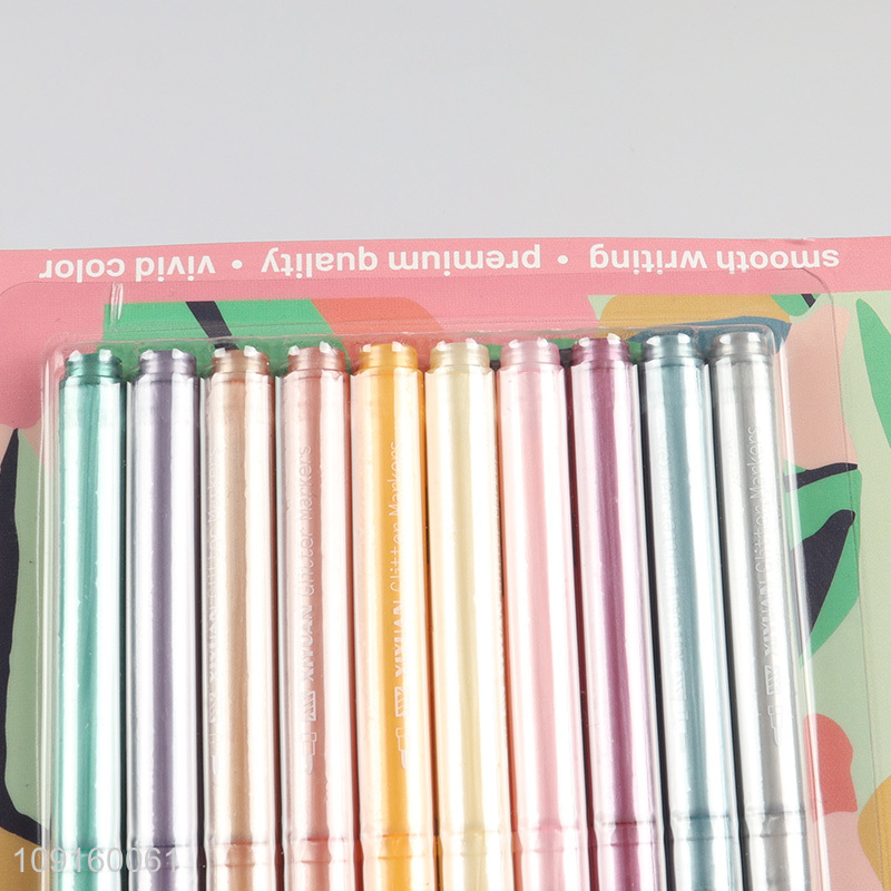 Wholesale 10 Colors Fine Tip Glitter Markers for DIY Crafts Greeting Card