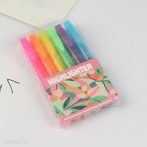 China Imports 6 Colors Chisel Tip Highlighter Markers Water Based Ink Markers