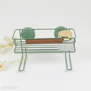 China Imports Suction Cup Metal Shower Caddy Towel Rack for Bathroom