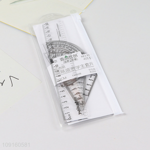 Hot Selling 4 Pieces Geometric Ruler Set Student School Office Supplies